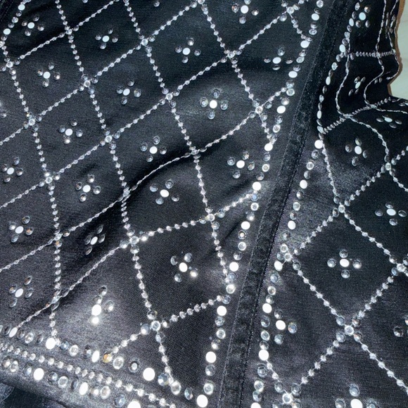 White House Black Market Crystal Embellished Bustier Size 12 Black Structured - Picture 4 of 5